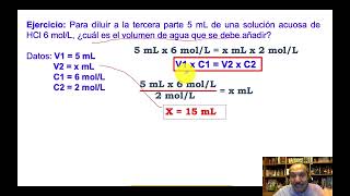 DILUCIÓN Y DETERMINACIÓN DE CONCENTRACIONES EN DILUCIONES Y EN MEZCLAS DE SOLUCIONES [upl. by Rhea286]