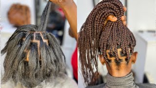 SIMPLEST METHOD TO DO BOX BRAIDS USING RUBBER BANDS TRY THIS IF YOU CAN’T GRIP [upl. by Rolph]