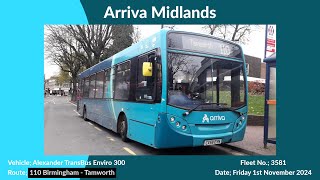 Arriva Midlands  Alexander TransBus Enviro 300  3581 CX58EVN [upl. by Adali514]