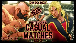 SFVPipitsugins Ranked Matches Set 3 vs Zangief 04•20•2024 Silver Survival Series [upl. by Sucramed463]