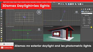 3dsmax mr exterior daylight with ies photometric lights settings [upl. by Eniamrahs]