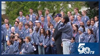 Colorado Springs Mayor Yemi Mobolade and Team USA visit the White House Monday [upl. by Emmaline796]