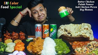 Butter Chicken with Butter Naan Palak Paneer Indi Chciken Pizza Momos Chicken Lollipop  Mukbang [upl. by Izy399]