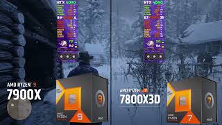 AMD Ryzen 9 7900X vs Ryzen 7 7800X3D  RDR 2  RTX 4090 [upl. by Sutherlan]