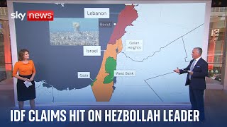 Israeli military claims hit on Hezbollah commander  Middle East conflict [upl. by Cohdwell104]