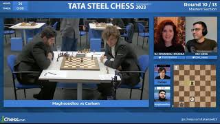 Parham Maghsoodloo VS Magnus Carlsen 2023tatasteelchessmasters ROUND 10 [upl. by Schoenfelder]