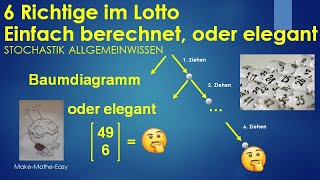 Sechs Richtige im Lotto Wahrscheinlichkeit berechnen Baumdiagramm oder Binomialkoeffizient [upl. by Arvid]