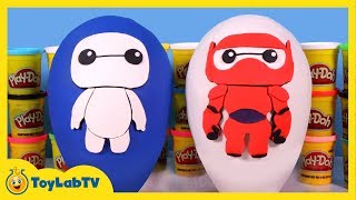 GIANT Baymax Play Doh Surprise Egg Showdown with Big Hero 6 Surprise Toys [upl. by Salzhauer]