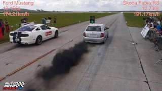 Ford Mustang vs Škoda Fabia RS Drag Race 14M 402m Letiště Hoškovice 1062017 [upl. by Ecirtemed63]