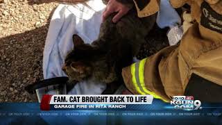 Pet cat resuscitated after Rita Ranch garage fire [upl. by Ellicott643]