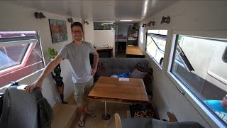 Wohnung weg und frei Nils lebt im komplett selbstgebauten Wohnmobil 11m Vanlife Design Qualität [upl. by Ahsenar]