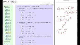 Mod 5 Exam Polynomial Review part 2 precalculus [upl. by Levitt]