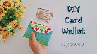 DIY Card Wallet How to sew wallet bag card wallet 3 pockets easy to sew sewing tutorial [upl. by Cleodell]