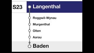 SBB Ansagen  S23 Langenthal – Olten – Aarau – Baden [upl. by Ammon]