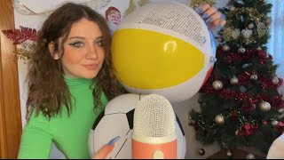 ASMR  Playing With Inflatables Blowing Beachball  Soccer Ball ⚽️  Asmr Spit Painting [upl. by Laban]