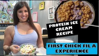 First Time Having ChickFilA ⎮ New Protein Ice Cream Recipe [upl. by Aetnuahs]