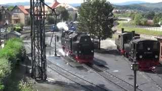 Narrow Gauge Railway Harz in Wernigerode with trains and depot [upl. by Essilrahc]