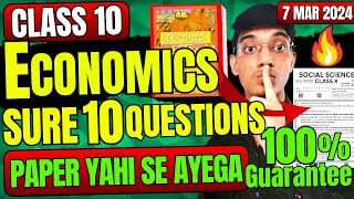 Economics Sure 10 Guaranteed Questions 🤯 Board Exam Class 10 Economics important questions class 10 [upl. by Dine]