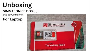 Unboxing Simmtronics 8GB DD3 1600mhz RAM for Laptop  Best Laptop RAM [upl. by Nnav]