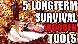 Woodsman Woodworking Camp and 5 Longterm Wooden Bushcraft Tools [upl. by Roe]