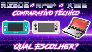 Anbernic RG505 Vs Retroid Pocket 3 Vs Powkiddy X18S Comparativo Técnico de Consoles Portáteis [upl. by Aleekahs]