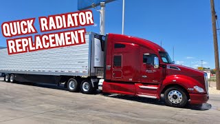 Kenworth T680 quick radiator replacement Trucking life [upl. by Solegna]