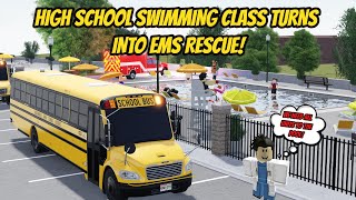 Greenville Wisc Roblox l High School Pool Field Trip EMS Rescue Update Roleplay [upl. by Anitreb]