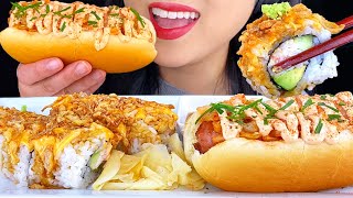 ASMR SPICY CRAB SUSHI ROLL amp KOREAN KIMCHI HOTDOG NO TALKING ASMR Phan [upl. by Ashmead797]