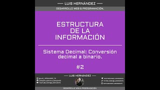 N°2 DECIMAL A BINARIO PARTE ENTERA [upl. by Bein]