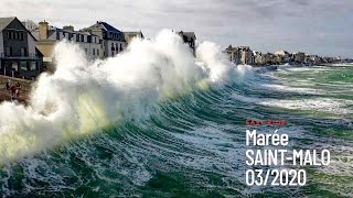 Marée 117 Mars 2020 filmée en drone  SaintMalo  Bretagne  France [upl. by Nodroj]