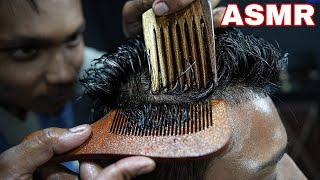 ASMR Head Scratching Massage With Comb  ASMR Sculp Itching With Wooden Comb  Neck Cracking Massage [upl. by Duwad]