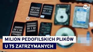 Policyjny nalot na posiadaczy dziecięcej pornografii Zatrzymano 75 osób najstarsza ma 78 latTVN24 [upl. by Iruy]