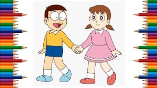 Draw nobita and Suzuki drawing  easy drawing ideas  step by step easy drawing [upl. by Stevenson492]