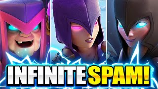 INFINITE SWARM NEW TRIPLE WITCH DECK ACTUALLY WORKS IN CLASH ROYALE [upl. by Osnohpla]