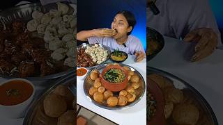 Spicy Golgappa And Manchurian Balls Eating Challenge  Momos  Indian Street Food Mukbang shorts [upl. by Akiem130]