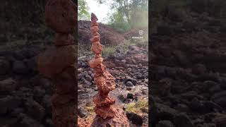 Mogacho Waterfall  GOA  Балансировка камней  shorts  rockbalancing  rock balancing stone [upl. by Hcelemile]