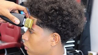 HAIRCUT TUTORIAL TAPER WITH LONG CURLY HAIR [upl. by Ahsakal]