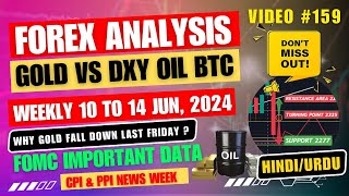 WEEKLY GOLD USOIL BTC VS DXY XAUUSD TECHNICAL ANALYSIS FOREX  FORECAST FUNDAMENTAL URDUHINDI [upl. by Herrah]