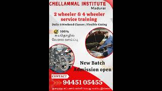 BIKE SERVICECAR SERVICE COURSE BEST CHELLAMMAL INSTITUTE MADURAI94451054549043557425 [upl. by Eelyrag2]