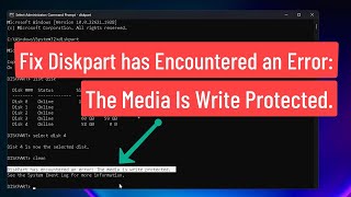 Fix Diskpart has encountered on error The media is Write Protected Error [upl. by Rame]