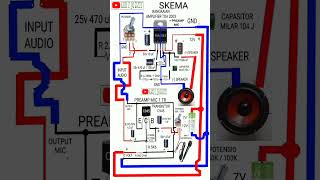 skema amplifier tda 2003 amp preamp mic 1 TR C945 shorts audioamplifier powerampli [upl. by Ahseenat149]