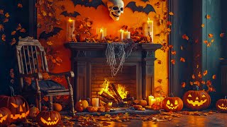 Haunted House Halloween Ambience 🎃 Crackling Fireplace Christmas Music 🔥 Relaxing Background Music [upl. by Ynneb]