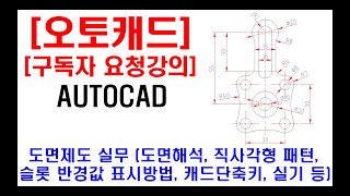 구독자 요청강의  오토캐드 실무 도면제도 도면해석 좌우대칭제도 패턴제도 필렛 직사각형 패턴 슬롯 반경값 표시방법 캐드단축키 캐드디자인 캐드자격증 등 [upl. by Alimat]