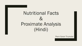 Nutritional Facts and Introduction to Proximate Analysis Hindi [upl. by Suivart449]