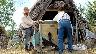 Winnowing using an old fashioned winnowing machine [upl. by Josy]