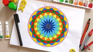 Geometric Drawing in Circle  Geometric Pattern in Circle  Geometric Design in Circle  Mandala [upl. by Neyuh]