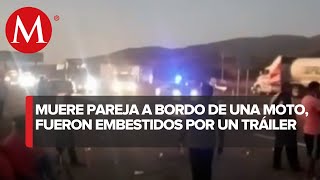 Muere pareja al ser impactados por un tráiler en Tres Valles Veracruz [upl. by Winser]