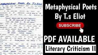 The Metaphysical Poetry Essay by TS Eliot [upl. by Ratep975]