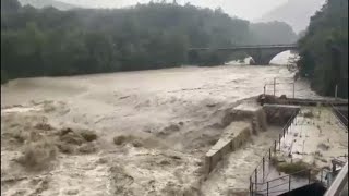 Maltempo in Piemonte il fiume Stura esonda [upl. by Eicyaj466]