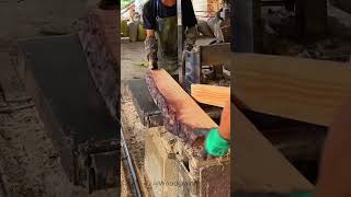 wood turning dangerous wood saw close up of band saw cutting a piece of wood wood woodworking [upl. by Priestley915]